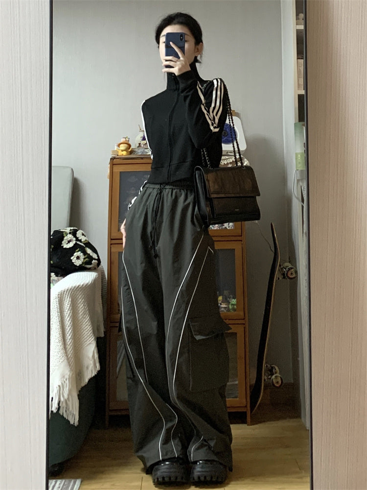 Vintage Cargo Track Pants Women Casual Oversized Y2k Sweatpants Trousers